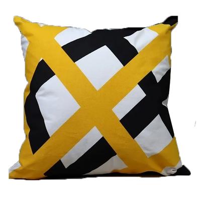 Exclusive Cushion Cover, Yellow And Black 16x16 Inch image