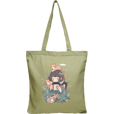 Exclusive Design Printed Canvas Tote Bag With Zipper For Ladies image