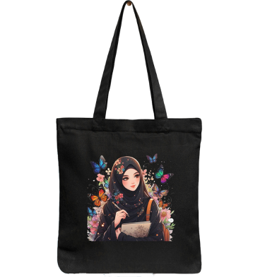 Exclusive Design Printed Canvas Tote Bag With Zipper For Ladies image