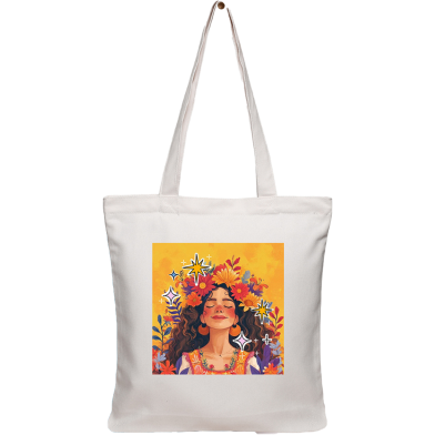 Exclusive Design Printed Canvas Tote Bag With Zipper For Ladies image