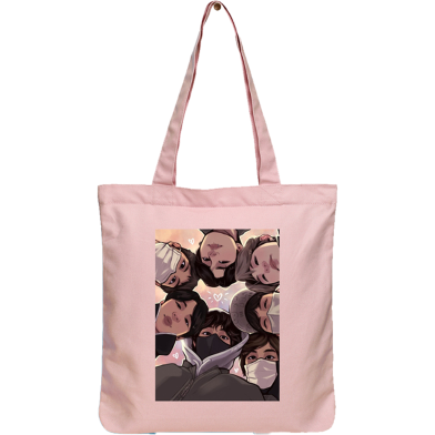 Exclusive Design Printed Canvas Tote Bag With Zipper For Ladies image