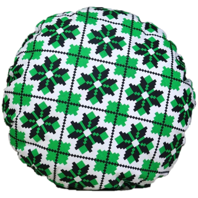 Exclusive Round Cushion Cover, Green And Black 14x14 Inch image