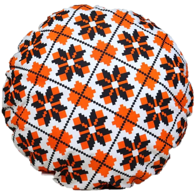 Exclusive Round Cushion Cover, Orenge And Black 16x16 Inch image