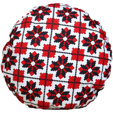 Exclusive Round Cushion Cover, Red And Black 16x16 Inch image