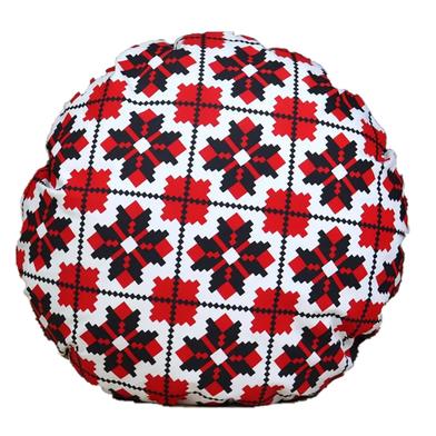 Exclusive Round Cushion Cover, Red And Black 16x16 Inch image