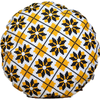 Exclusive Round Cushion Cover, Yellow And Black 18x18 Inch image