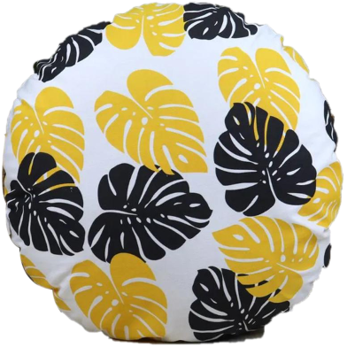 Exclusive Round Cushion Cover, Yellow And Black 20x20 Inch image
