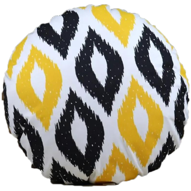 Exclusive Round Cushion Cover, Yellow And Black 16x16 Inch image