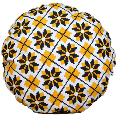 Exclusive Round Cushion Cover, Yellow And Black 20x20 Inch image