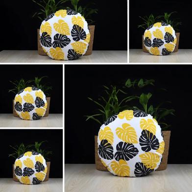 Exclusive Round Cushion Cover, Yellow And Black 20x20 Inch Set of 5 image