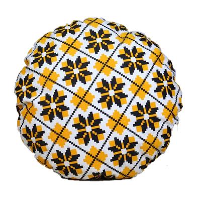 Exclusive Round Cushion Cover, Yellow And Black 20x20 Inch image