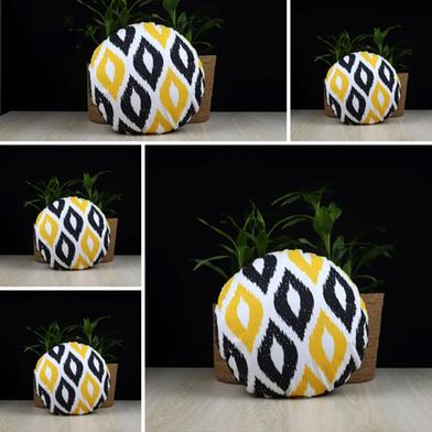 Exclusive Round Cushion Cover, Yellow And Black 14x14 Inch Set of 5 image