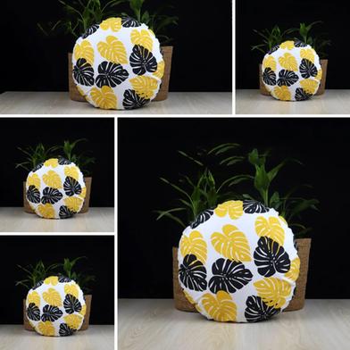 Exclusive Round Cushion Cover, Yellow And Black 14x14 Inch Set Of 5 image