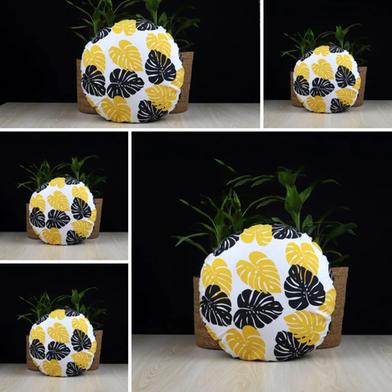 Exclusive Round Cushion Cover, Yellow And Black 16x16 Inch Set of 5 image