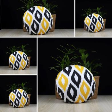 Exclusive Round Cushion Cover, Yellow And Black 20x20 Inch Set of 5 image