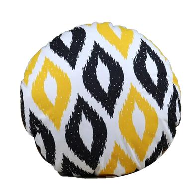 Exclusive Round Cushion Cover, Yellow And Black 16x16 Inch image