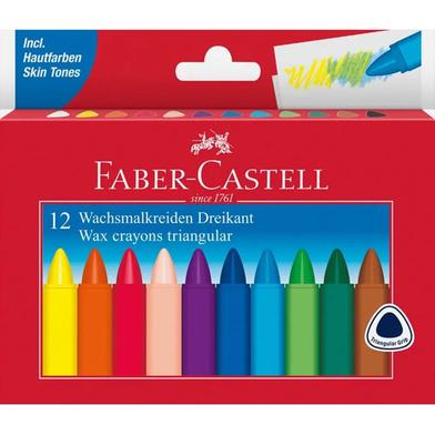 Faber Castell 12 Wachsmalkreiden Dreikant Wax Crayons Triangular image