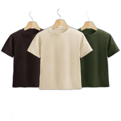 Fabrilife Kids Premium Blank T-Shirt Combo - Chocolate, Cream, Olive image