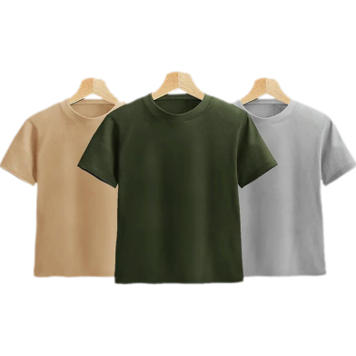 Fabrilife Kids Premium Blank T-Shirt Combo - Tan, Olive, Silver image