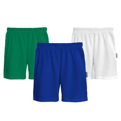 Fabrilife Kids Premium Cotton Shorts Combo - Green, Royal Blue, White image