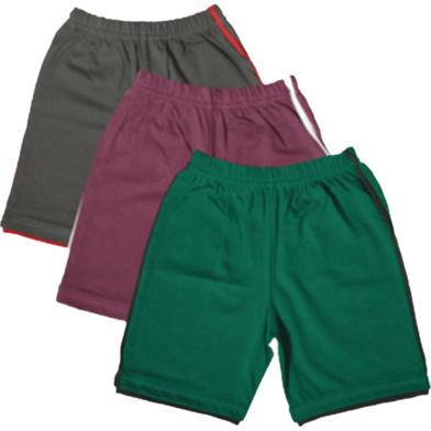 Fabrilife Kids Striped Half Pant Combo - Charcoal, Purple, Green image