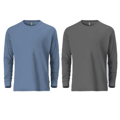 Fabrilife Mens Premium Blank Full Sleeve T Shirt Combo - Stellar and Charcoal image