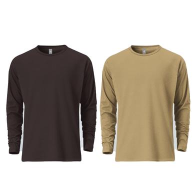 Fabrilife Mens Premium Blank Full Sleeve T Shirt Combo - Chocolate, Tan image