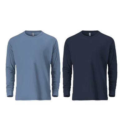 Fabrilife Mens Premium Blank Full Sleeve T Shirt Combo - Stellar and Navy image