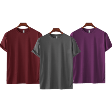 Fabrilife Mens Premium Blank T-shirt -Combo- Maroon, Charcoal, Purple image