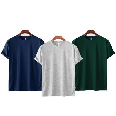 Fabrilife Mens Premium Blank T-shirt -Combo- Navy, Gray Melange, Green image