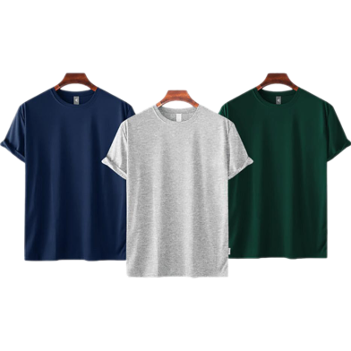 Fabrilife Mens Premium Blank T-shirt -Combo- Navy, Gray Melange, Green image