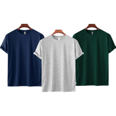 Fabrilife Mens Premium Blank T-shirt -Combo- Navy, Gray Melange, Green image