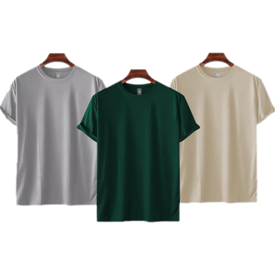 Fabrilife Mens Premium Blank T-shirt -Combo-Silver, Green, Biscuit image