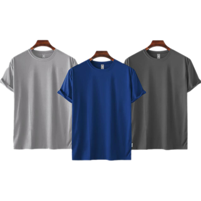 Fabrilife Mens Premium Blank T-shirt -Combo-Silver, Royal Blue, Charcoal image