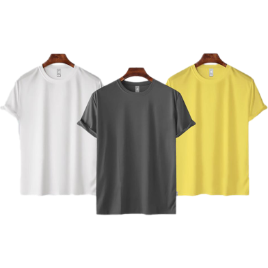 Fabrilife Mens Premium Blank T-shirt -Combo- White, Charcoal, Yellow image