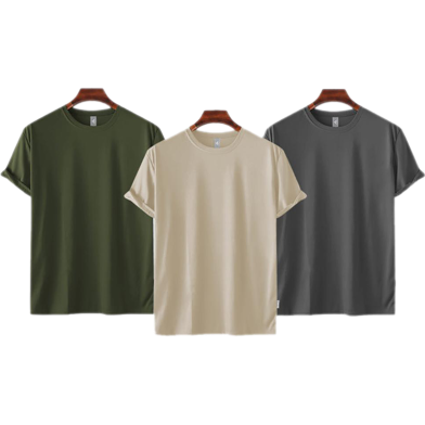 Fabrilife Mens Premium Blank T-shirt -Combo-Olive, Biscuit, Charcoal image