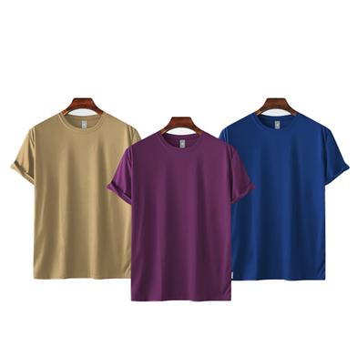 Fabrilife Mens Premium Blank T-shirt -Combo-Tan, Purple, Royal Blue image