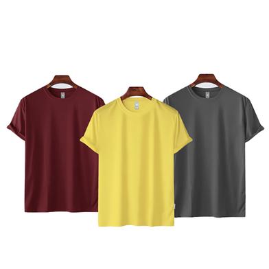 Fabrilife Mens Premium Blank T-shirt -Combo-Maroon, Yellow, Charcoal image