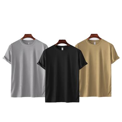 Fabrilife Mens Premium Blank T-shirt -Combo-Silver, Black, Tan image