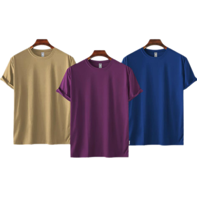 Fabrilife Mens Premium Blank T-shirt -Combo-Tan, Purple, Royal Blue image