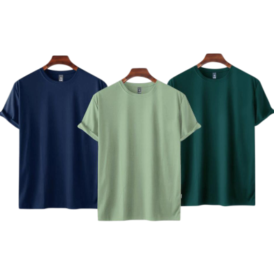 Fabrilife Mens Premium Blank T-shirt -Combo- Ice berg Green, Green, Navy image