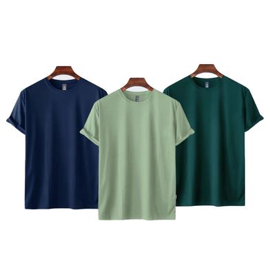 Fabrilife Mens Premium Blank T-shirt -Combo- Ice berg Green, Green, Navy image