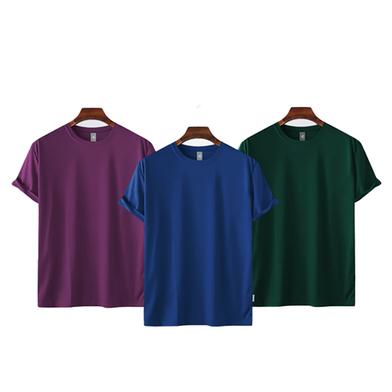 Fabrilife Mens Premium Blank T-shirt -Combo- Purple, Royal Blue, Green image