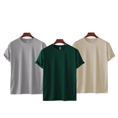 Fabrilife Mens Premium Blank T-shirt -Combo-Silver, Green, Biscuit image