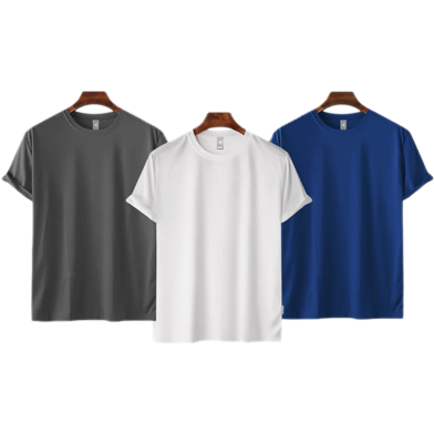 Fabrilife Mens Premium Blank T-shirt -Combo( Charcoal, White, Royal Blue) image