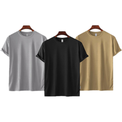 Fabrilife Mens Premium Blank T-shirt -Combo-Silver, Black, Tan image