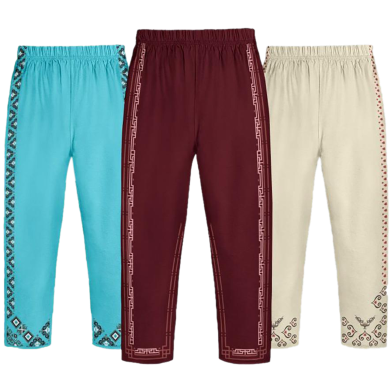 Fabrilife Premium Girls Trouser Combo - Sky Blue, Cream, Red Wine image