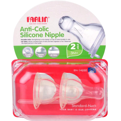 Farlin Baby Anti Colic Silicone Nipple for 2Step 3MPlus Standard Neck 2 Pcs image