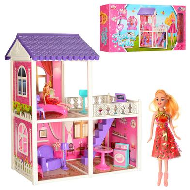 Fashion Villa Barbie Doll House with Doll And Furniture 89 Pcs Gift for Girl image