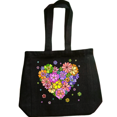 Fashionable Denim Fabric Tote Bag With Zipper image